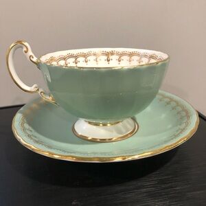 COPY - Aynsley Vintage Seafoam Green with Gold Teacup 2938 Fine China Made in E…